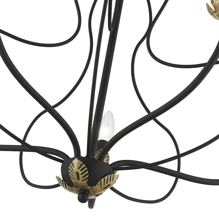 Livex Katarina Chandelier, Black/Brass Accents