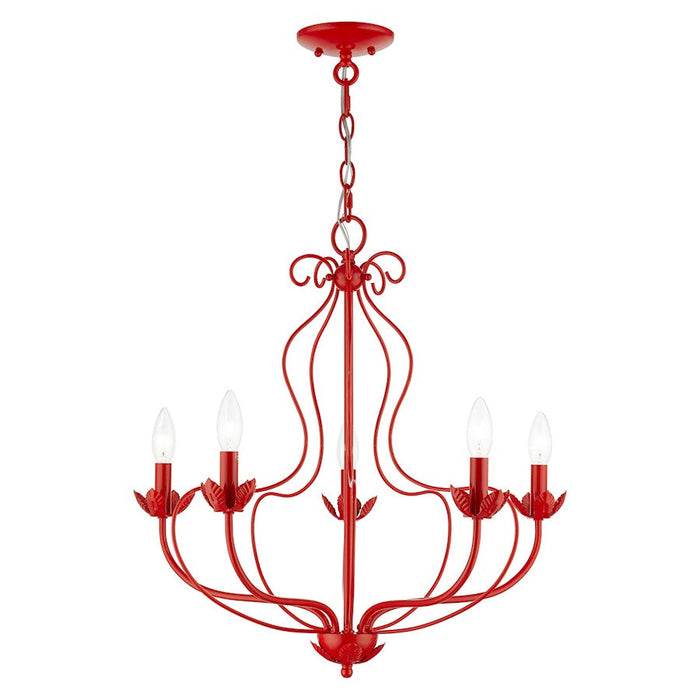 Livex Katarina 5 Light Chandelier, Shiny Red - 42905-72