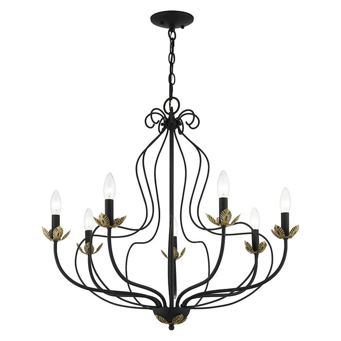 Livex Katarina Chandelier, Black/Brass Accents