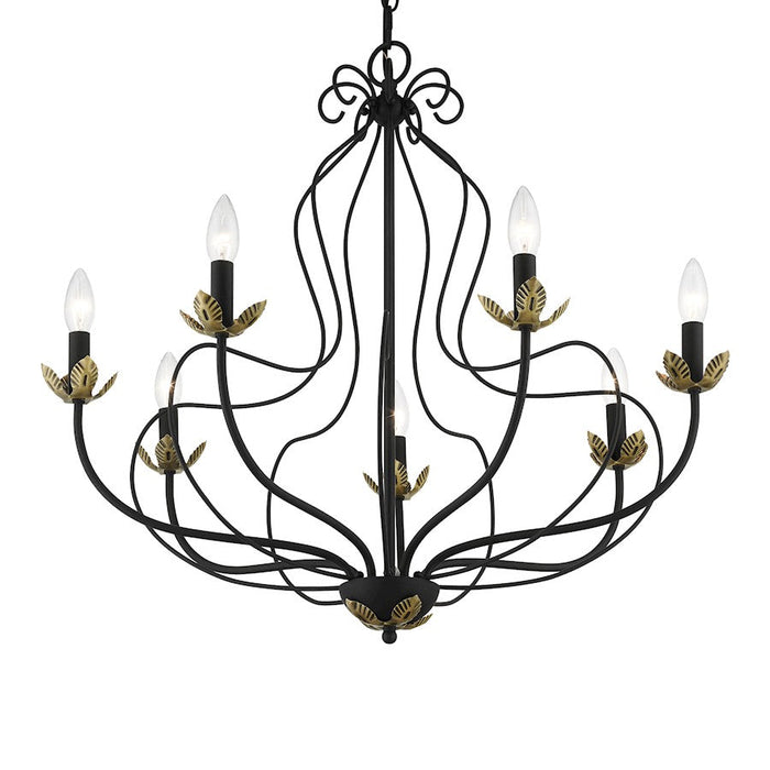 Livex Katarina Chandelier, Black/Brass Accents