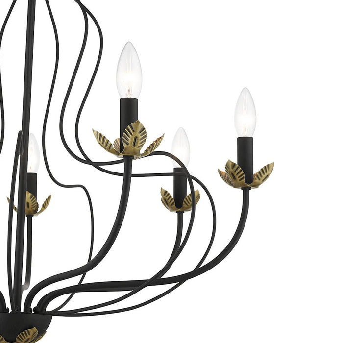 Livex Katarina Chandelier, Black/Brass Accents