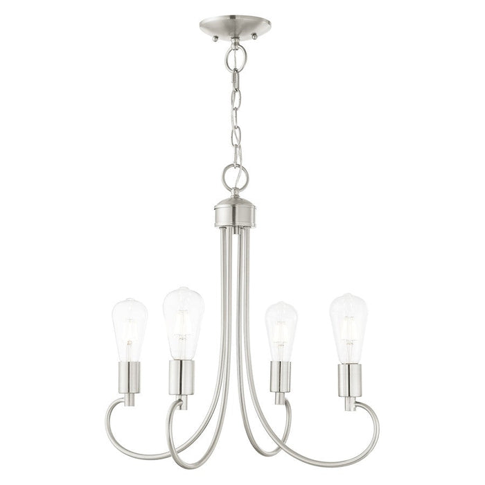 Livex Bari 4 Light Chandelier, Brushed Nickel - 42924-91