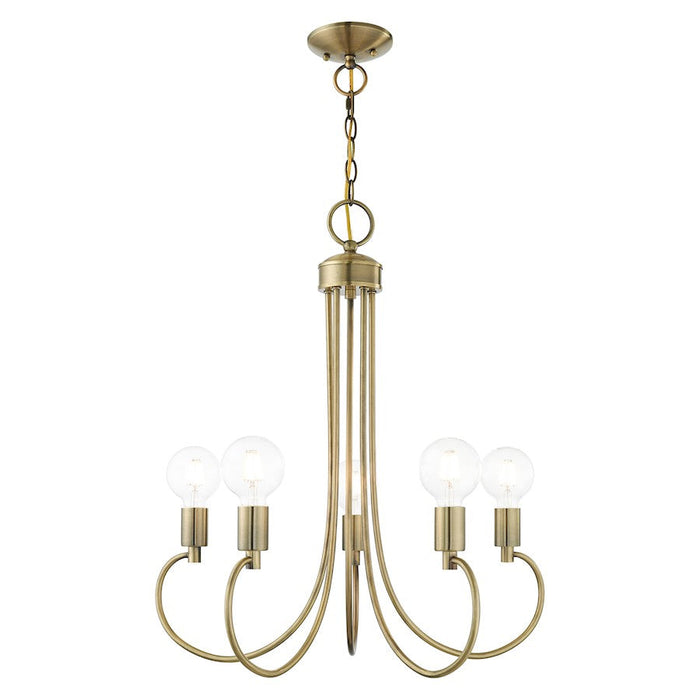 Livex Bari 5 Light Chandelier, Antique Brass - 42925-01