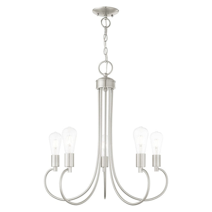 Livex Bari 5 Light Chandelier, Brushed Nickel - 42925-91