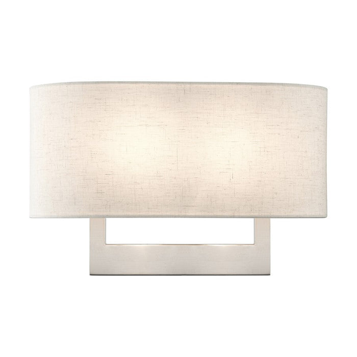 Livex ADA Wall Sconces 2 Lt Large Sconce, Nickel/White Fabric Inside - 42934-91