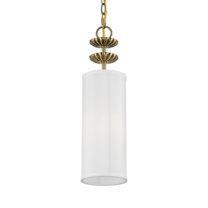 Livex Brookdale 1 Light Mini Pendant, Off-White/White Inside