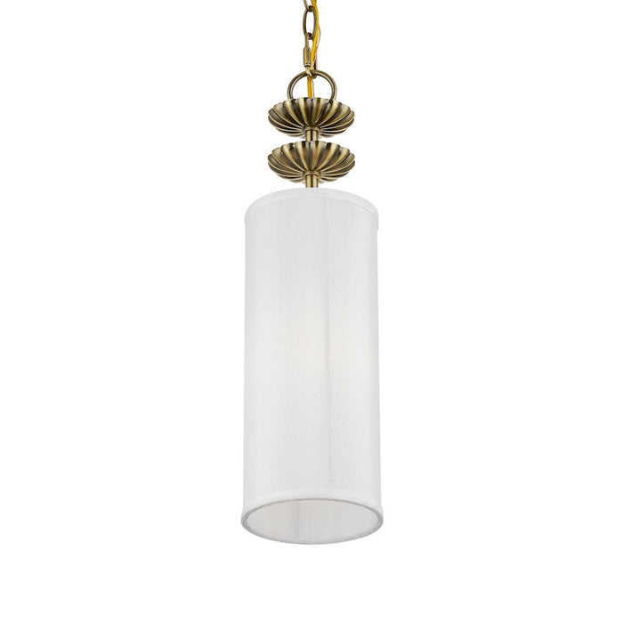 Livex Brookdale 1 Light Mini Pendant, Off-White/White Inside