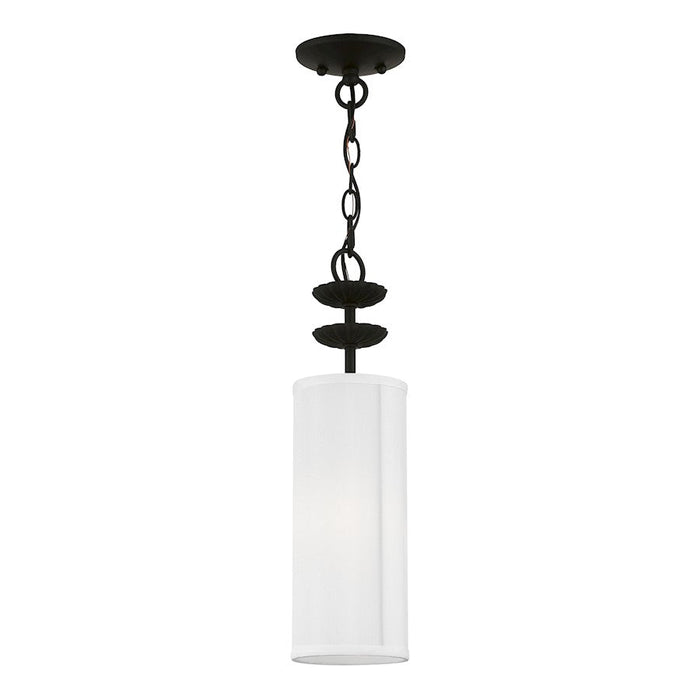 Livex Brookdale 1 Light Mini Pendant, Black/Off-White/White Inside - 42981-04