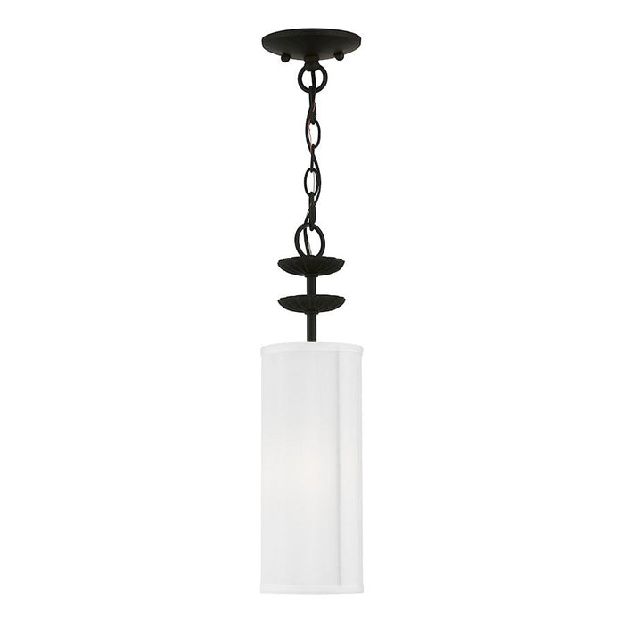 Livex Brookdale 1 Light Mini Pendant, Off-White/White Inside