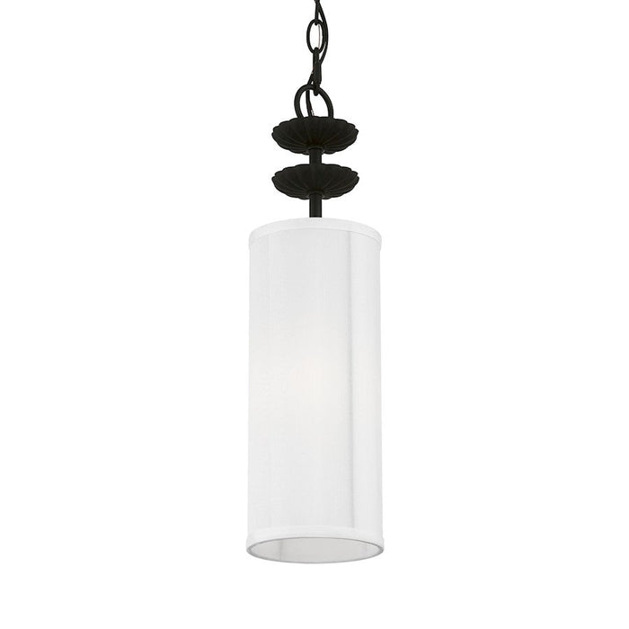 Livex Brookdale 1 Light Mini Pendant, Off-White/White Inside