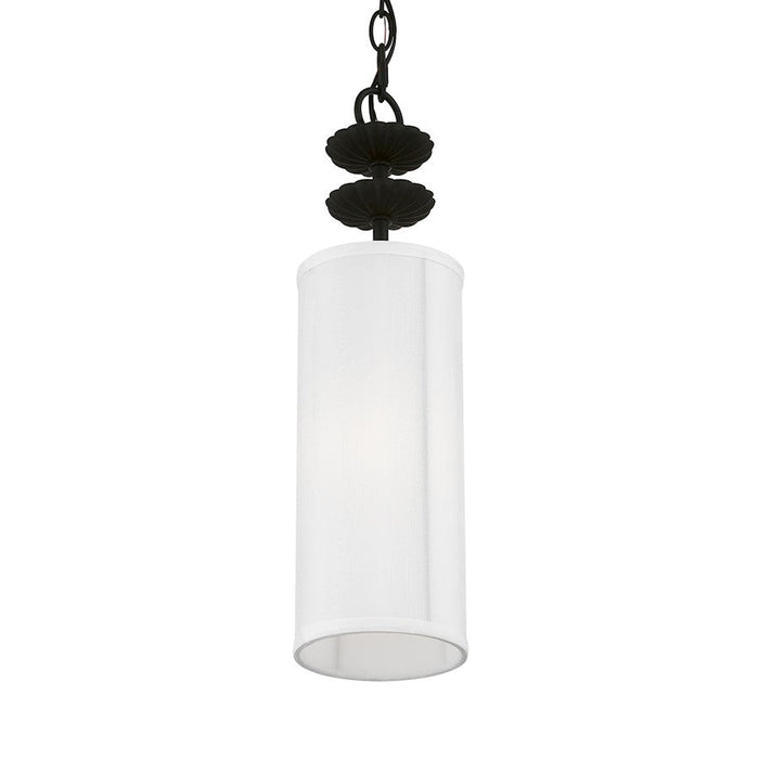 Livex Brookdale 1 Light Mini Pendant, Off-White/White Inside