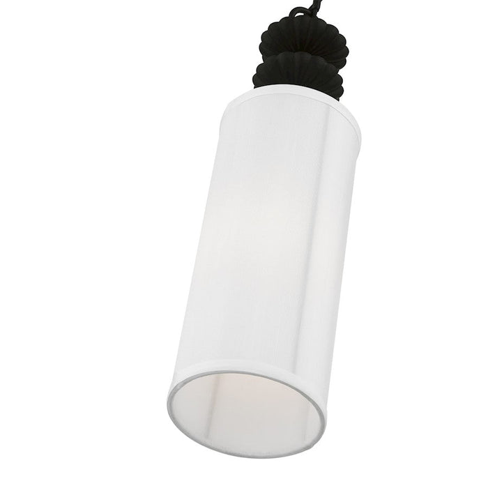 Livex Brookdale 1 Light Mini Pendant, Off-White/White Inside