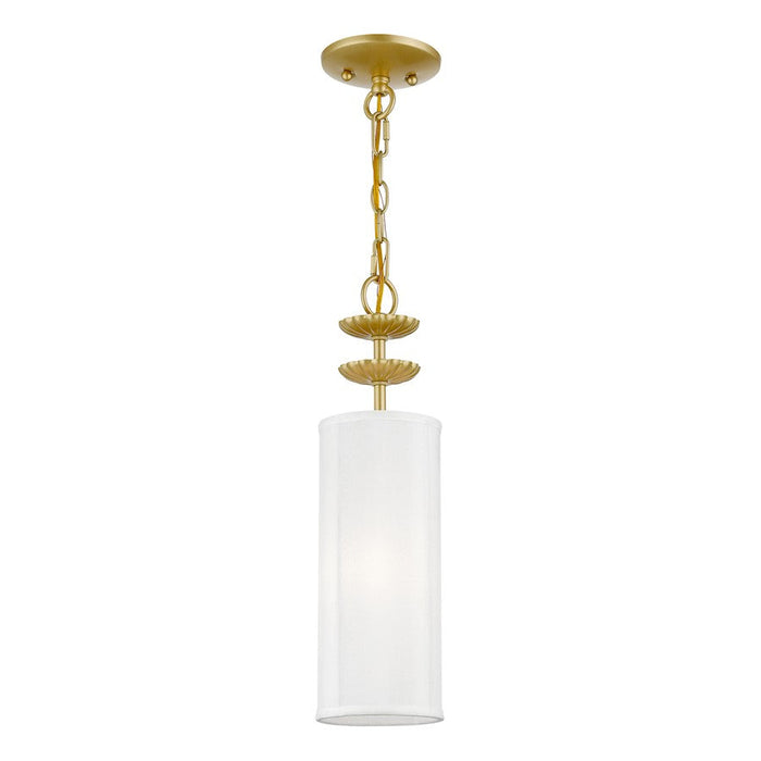 Livex Brookdale 1 Light Mini Pendant, Soft Gold/Off-White/White - 42981-33