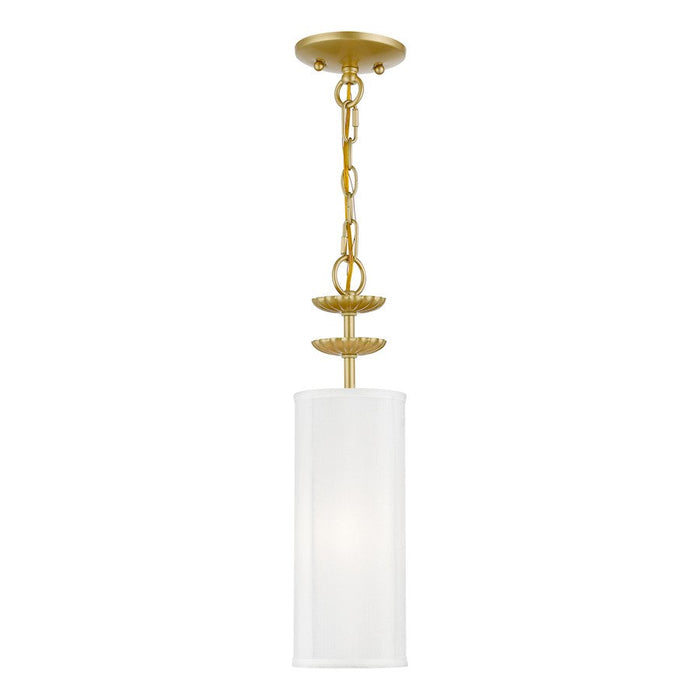 Livex Brookdale 1 Light Mini Pendant, Off-White/White Inside