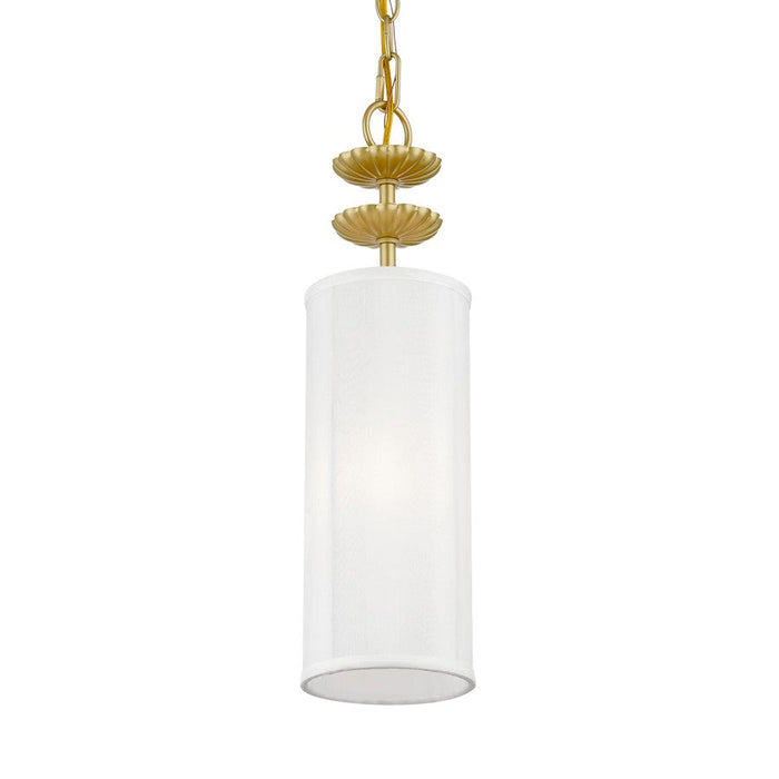 Livex Brookdale 1 Light Mini Pendant, Off-White/White Inside