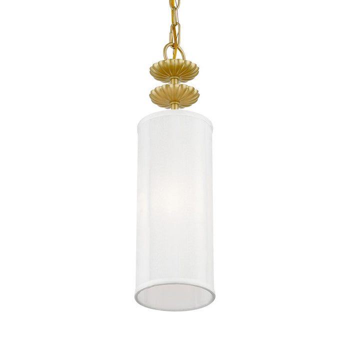 Livex Brookdale 1 Light Mini Pendant, Off-White/White Inside