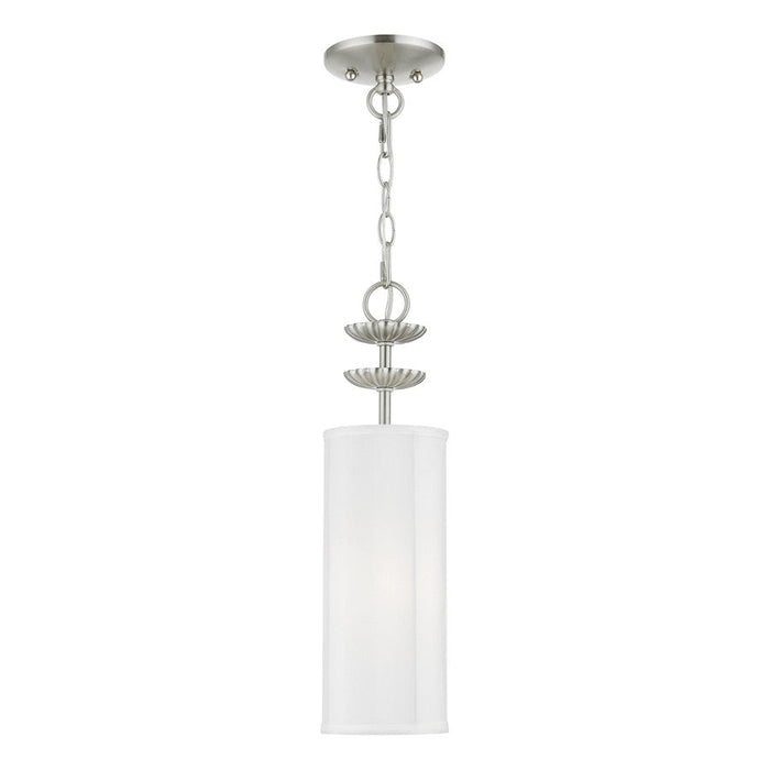 Livex Brookdale 1 Light Mini Pendant, Off-White/White Inside