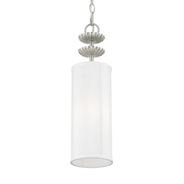 Livex Brookdale 1 Light Mini Pendant, Off-White/White Inside