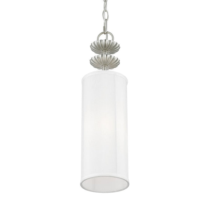 Livex Brookdale 1 Light Mini Pendant, Off-White/White Inside