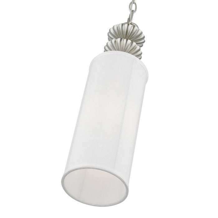 Livex Brookdale 1 Light Mini Pendant, Off-White/White Inside