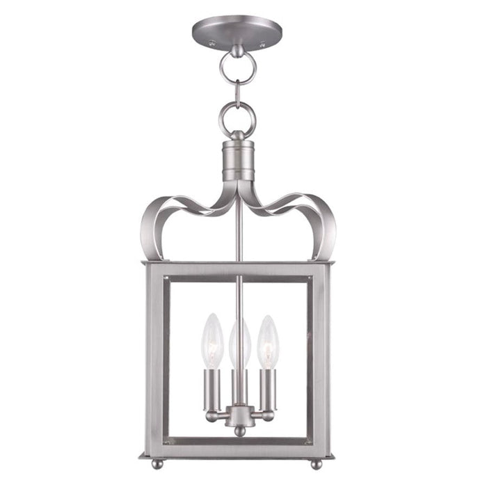 Livex Garfield 3 Light Convertible Mini Pendant/Ceiling Mount, Nickel - 4313-91