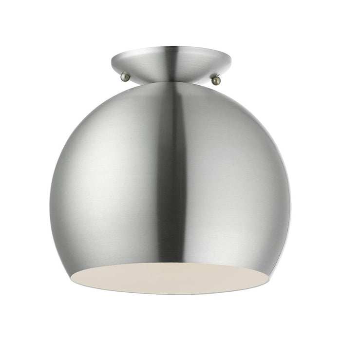 Livex Piedmont 1 Light Semi-Flush Mount, Aluminum/White Inside - 43390-66