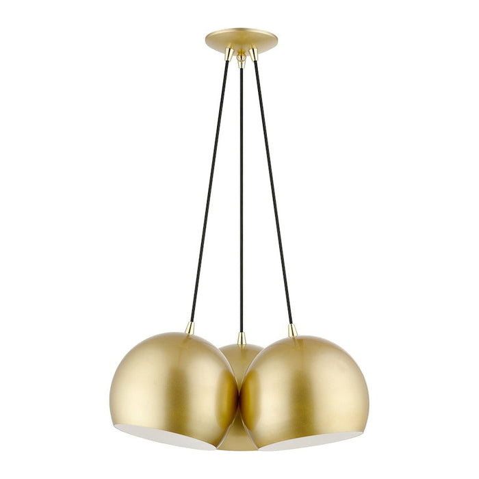 Livex Piedmont 3 Light Globe Pendant, Soft Gold/Brass/Soft Gold/White - 43393-33