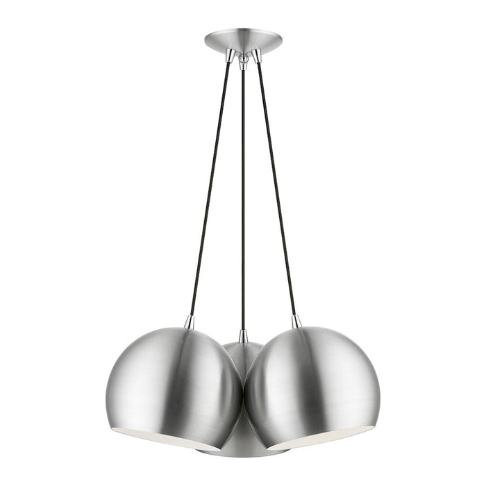 Livex Piedmont 3 Light Globe Pendant, Aluminum/Chrome/White Inside - 43393-66