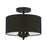 Livex Birchwood 3 Light Semi-Flush Mount, Black/White Fabric Inside - 43441-04