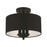 Livex Birchwood 3 Light Semi-Flush Mount, Black/White Fabric Inside