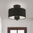 Livex Birchwood 3 Light Semi-Flush Mount, Black/White Fabric Inside