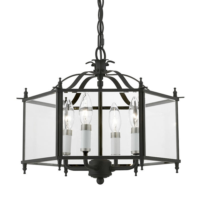 Livex Livingston 4 Light Convertible Pendant/Semi-Flush, Bk/Nk/Beveled