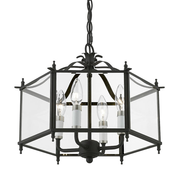 Livex Livingston 4 Light Convertible Pendant/Semi-Flush, Bk/Nk/Beveled