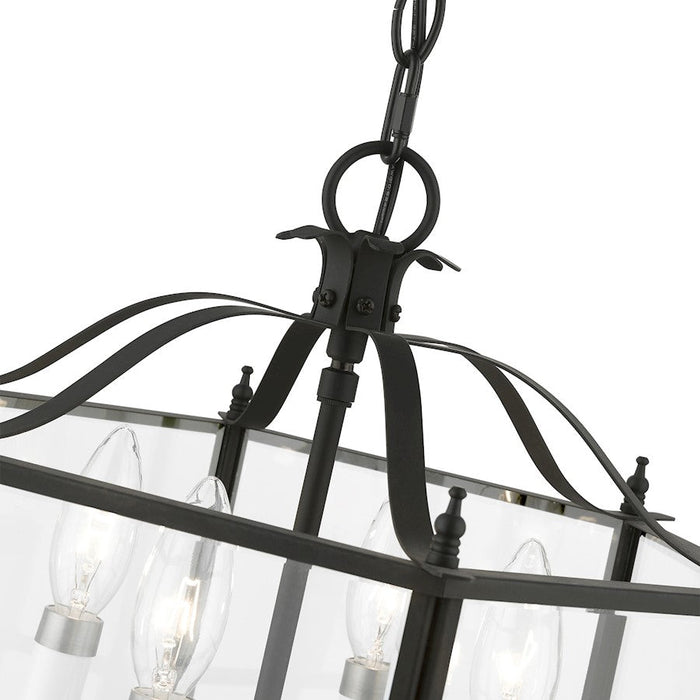 Livex Livingston 4 Light Convertible Pendant/Semi-Flush, Bk/Nk/Beveled