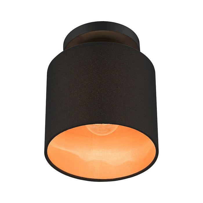 Livex Sentosa 1 Light Petite Semi-Flush Mount, Black/Black/Orange