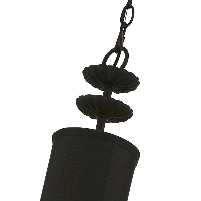 Livex Winchester 1 Light Mini Pendant, Black/Black/Orange Fabric