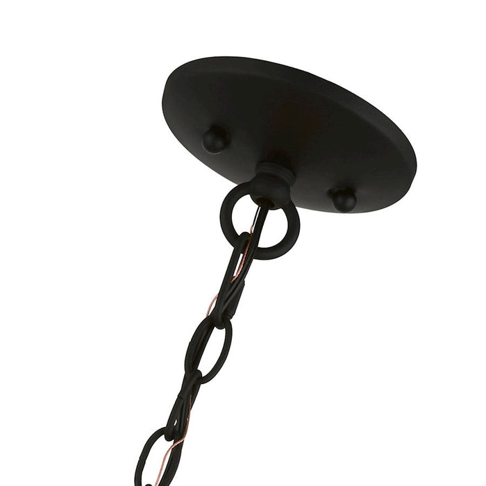 Livex Winchester 1 Light Mini Pendant, Black/Black/Orange Fabric