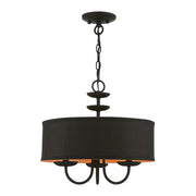 Livex Winchester 3 Light Pendant Chandelier, Black/Black/Orange - 45123-04