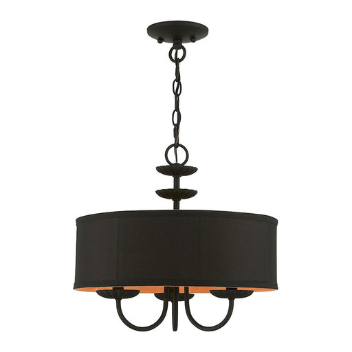 Livex Winchester 3 Light Pendant Chandelier, Black/Black/Orange - 45123-04