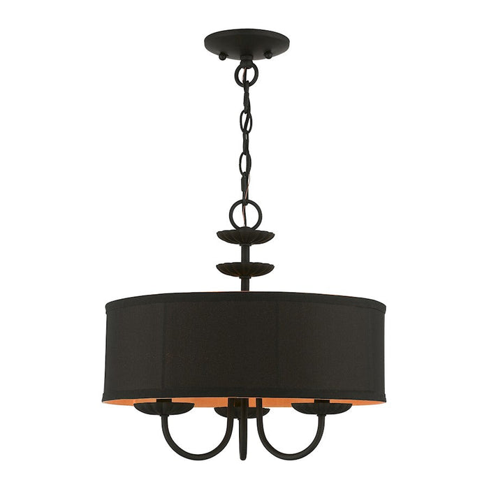 Livex Winchester 3 Light Pendant Chandelier, Black/Black/Orange - 45123-04