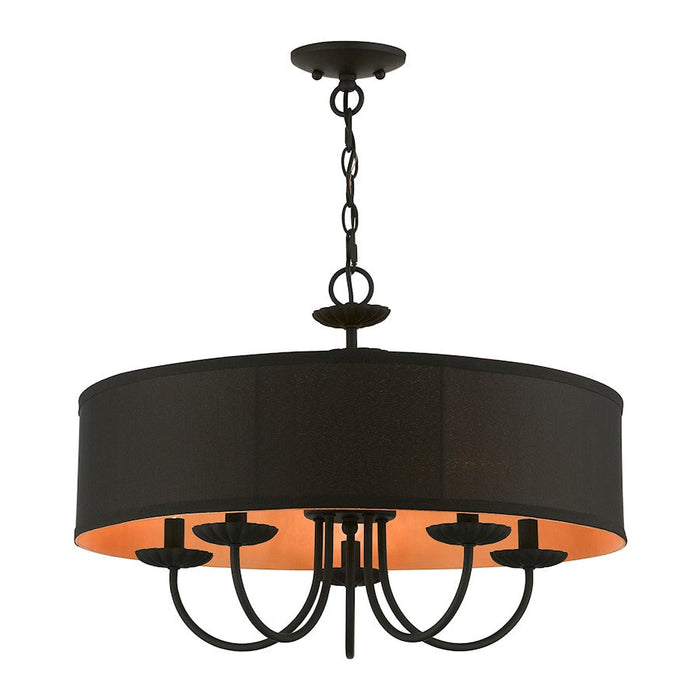 Livex Winchester 5 Light Pendant Chandelier, Black/Orange