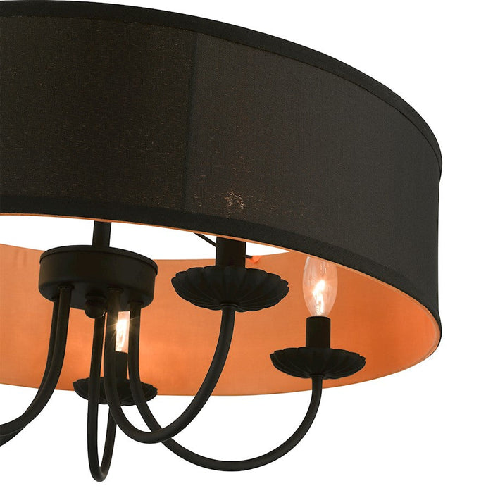 Livex Winchester 5 Light Pendant Chandelier, Black/Orange