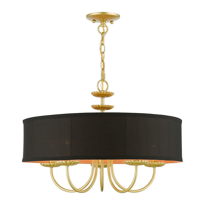 Livex Winchester 5 Light Pendant Chandelier, Gold/Black/Orange Inside - 45125-33