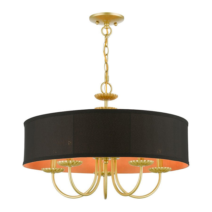 Livex Winchester 5 Light Pendant Chandelier, Black/Orange