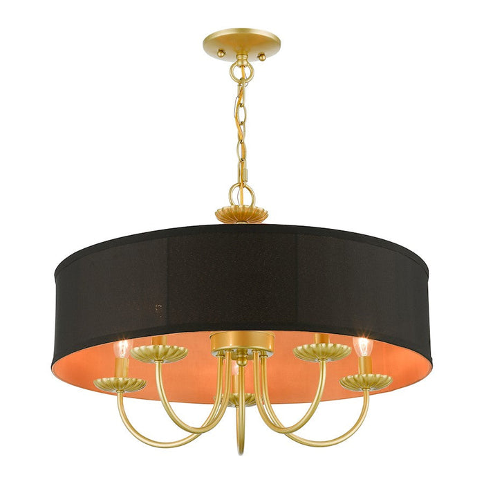 Livex Winchester 5 Light Pendant Chandelier, Black/Orange