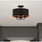 Livex Winchester 3 Light Semi-Flush, Black/Black/Orange Fabric