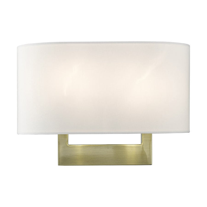 Livex ADA Wall Sconces 2 Lt Medium Sconce, Brass/Off-White Fabric - 45221-01