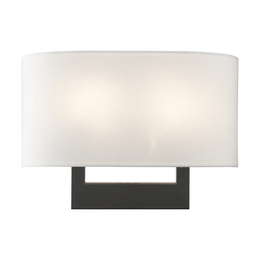 Livex ADA Wall Sconces 2 Lt Medium Sconce, Black/White Fabric Inside - 45221-04