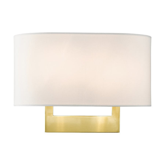 Livex ADA Wall Sconces 2 Lt Medium Sconce, Satin Brass/White Fabric - 45221-12