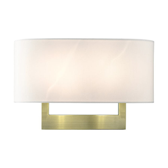 Livex ADA Wall Sconces 2 Lt Large Sconce, Brass/Off-White Fabric - 45222-01